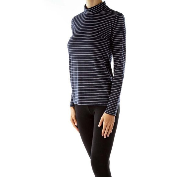 Banana Republic Navy Stripped Turtleneck - Picture 3 of 3